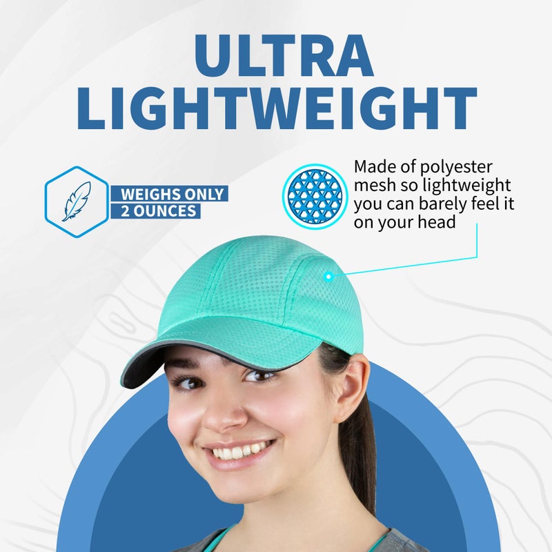 TrailHeads Women's Race Day Performance Running Cap, Lightweight & Quick Drying Mesh Sports Hat with Reflective Trim, Adjustable Fit - Seafoam Green - Image 3